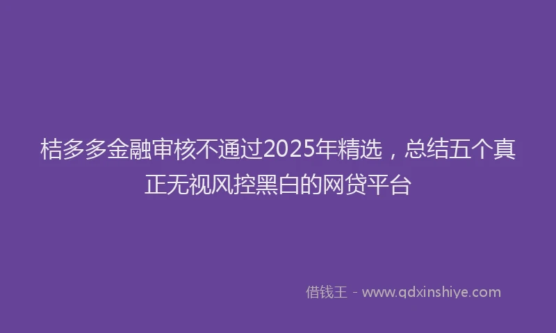 桔多多金融审核不通过2025年精选，总结五个真正无视风控黑白的网贷平台