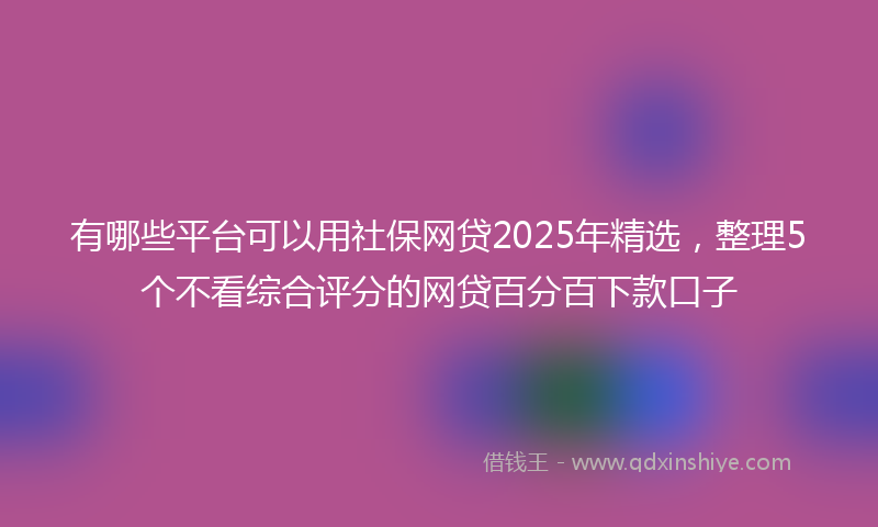 有哪些平台可以用社保网贷2025年精选，整理5个不看综合评分的网贷百分百下款口子