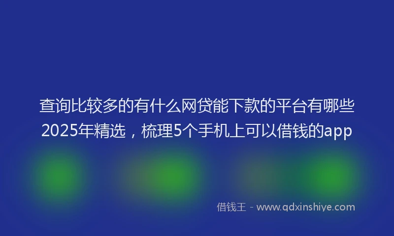 查询比较多的有什么网贷能下款的平台有哪些2025年精选，梳理5个手机上可以借钱的app