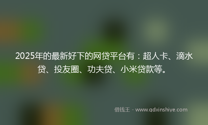 2025年的最新好下的网贷平台有：超人卡、滴水贷、投友圈、功夫贷、小米贷款等。