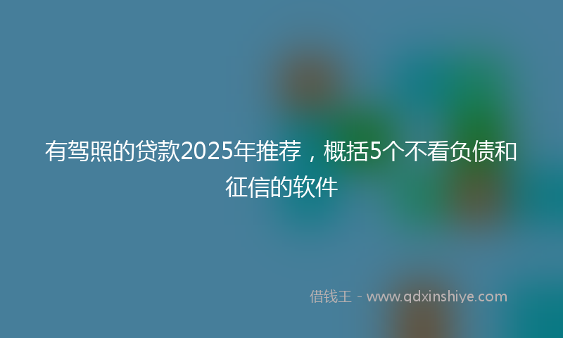 有驾照的贷款2025年推荐，概括5个不看负债和征信的软件