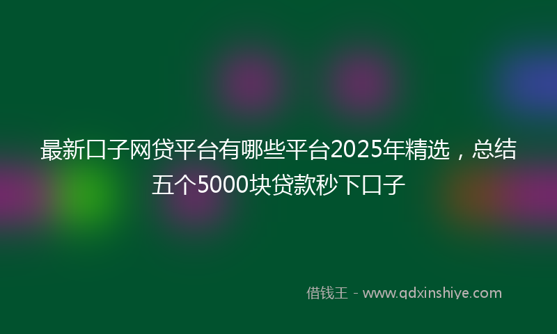 最新口子网贷平台有哪些平台2025年精选，总结五个5000块贷款秒下口子