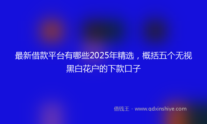 最新借款平台有哪些2025年精选，概括五个无视黑白花户的下款口子