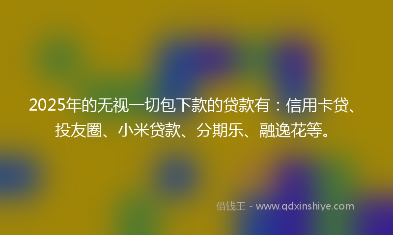 2025年的无视一切包下款的贷款有：信用卡贷、投友圈、小米贷款、分期乐、融逸花等。