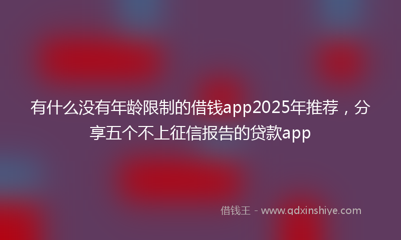 有什么没有年龄限制的借钱app2025年推荐，分享五个不上征信报告的贷款app