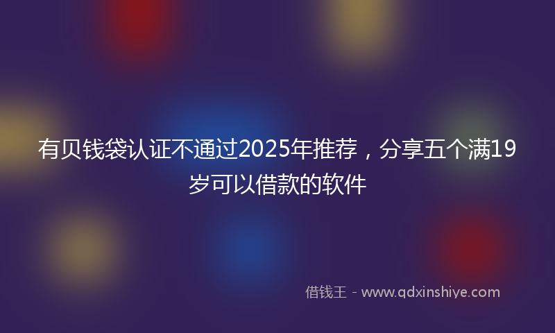 有贝钱袋认证不通过2025年推荐，分享五个满19岁可以借款的软件