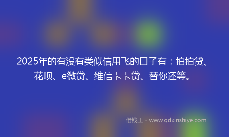 2025年的有没有类似信用飞的口子有：拍拍贷、花呗、e微贷、维信卡卡贷、替你还等。