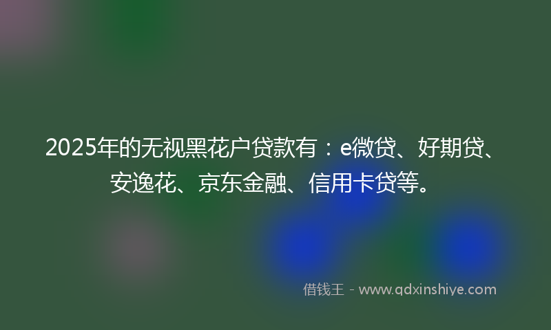 2025年的无视黑花户贷款有：e微贷、好期贷、安逸花、京东金融、信用卡贷等。