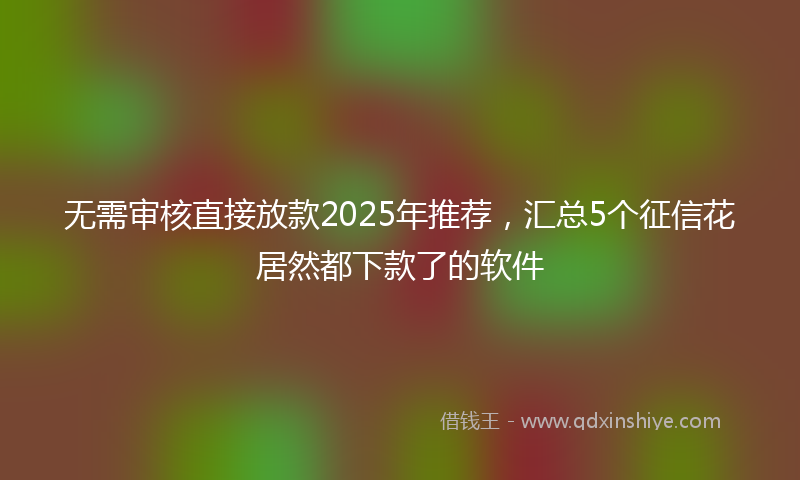 无需审核直接放款2025年推荐，汇总5个征信花居然都下款了的软件