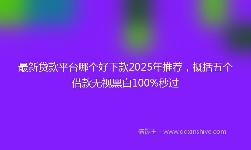 最新贷款平台哪个好下款2025年推荐，概括五个借款无视黑白100%秒过