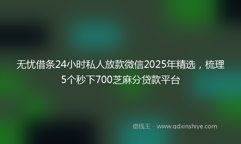 无忧借条24小时私人放款微信2025年精选，梳理5个秒下700芝麻分贷款平台