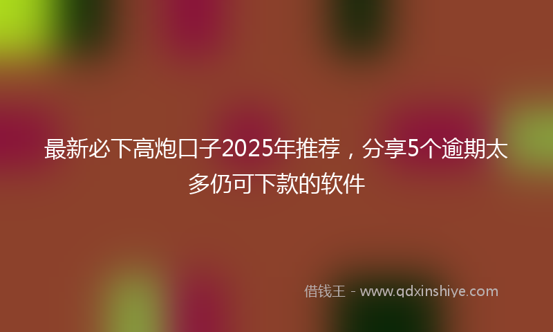 最新必下高炮口子2025年推荐，分享5个逾期太多仍可下款的软件