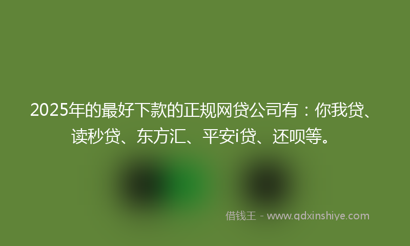 2025年的最好下款的正规网贷公司有：你我贷、读秒贷、东方汇、平安i贷、还呗等。