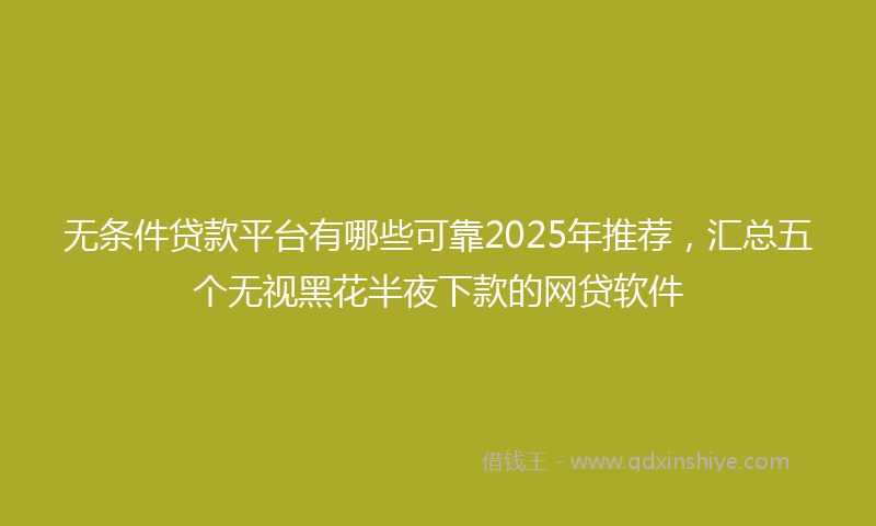 无条件贷款平台有哪些可靠2025年推荐，汇总五个无视黑花半夜下款的网贷软件