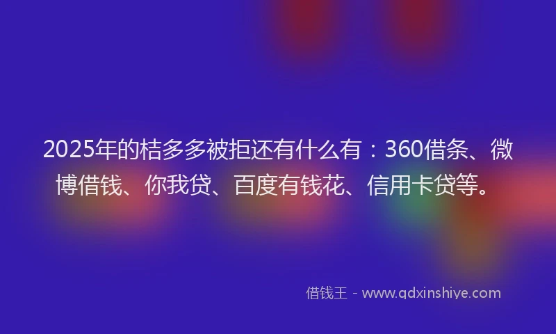 2025年的桔多多被拒还有什么有：360借条、微博借钱、你我贷、百度有钱花、信用卡贷等。