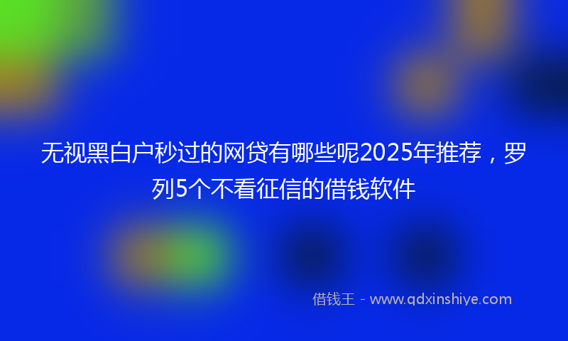 无视黑白户秒过的网贷有哪些呢2025年推荐，罗列5个不看征信的借钱软件