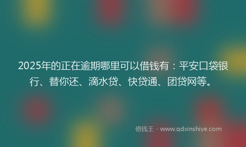 2025年的正在逾期哪里可以借钱有：平安口袋银行、替你还、滴水贷、快贷通、团贷网等。