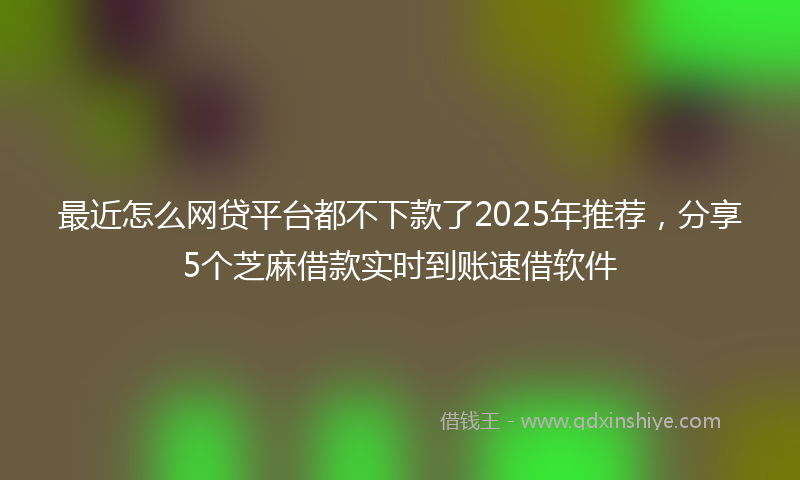 最近怎么网贷平台都不下款了2025年推荐，分享5个芝麻借款实时到账速借软件