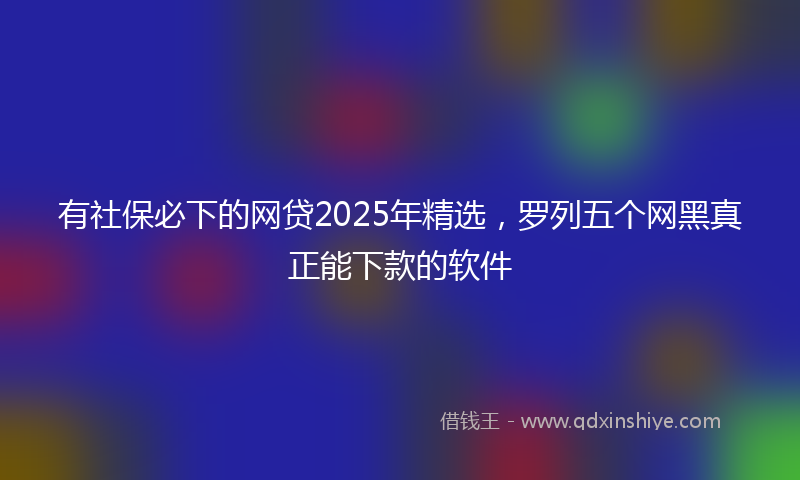 有社保必下的网贷2025年精选，罗列五个网黑真正能下款的软件