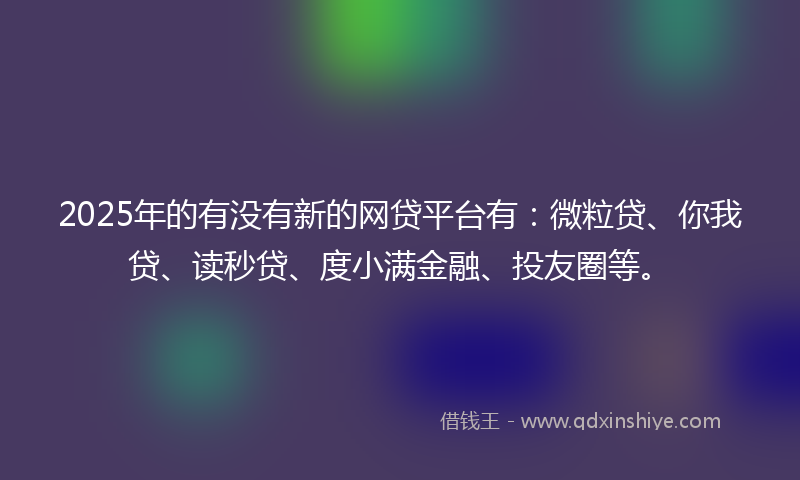 2025年的有没有新的网贷平台有：微粒贷、你我贷、读秒贷、度小满金融、投友圈等。
