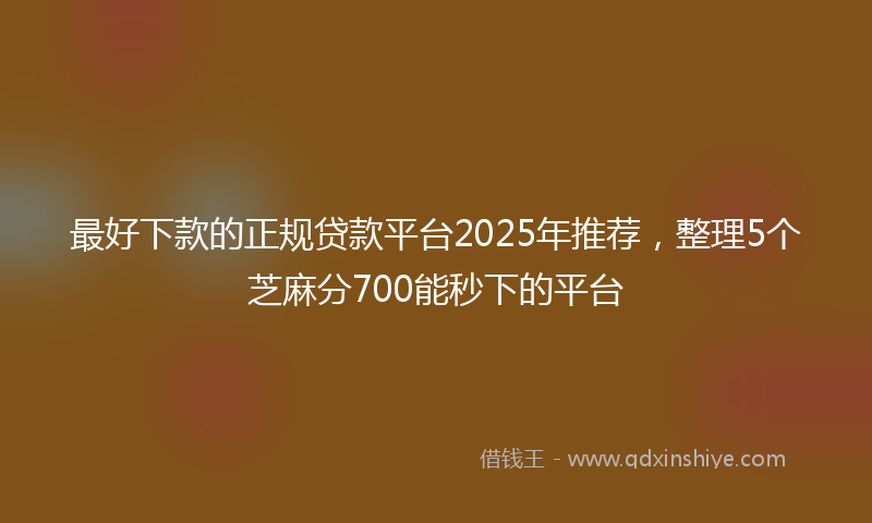 最好下款的正规贷款平台2025年推荐，整理5个芝麻分700能秒下的平台