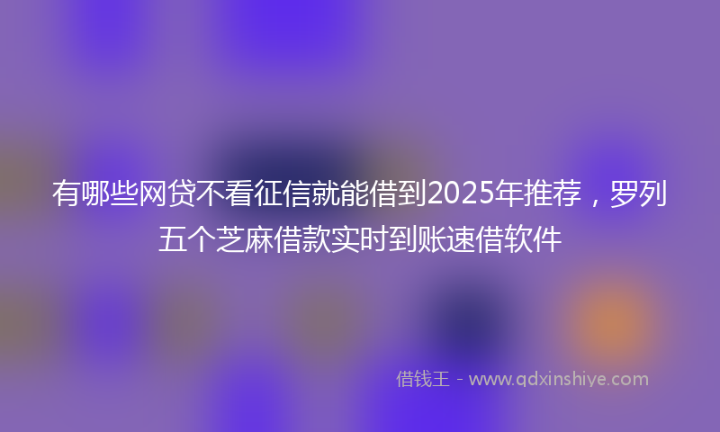 有哪些网贷不看征信就能借到2025年推荐，罗列五个芝麻借款实时到账速借软件
