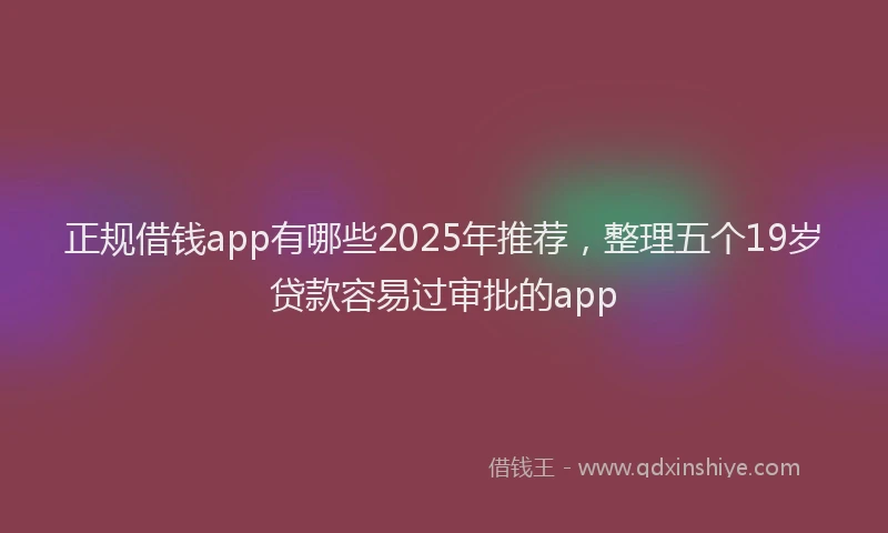 正规借钱app有哪些2025年推荐，整理五个19岁贷款容易过审批的app
