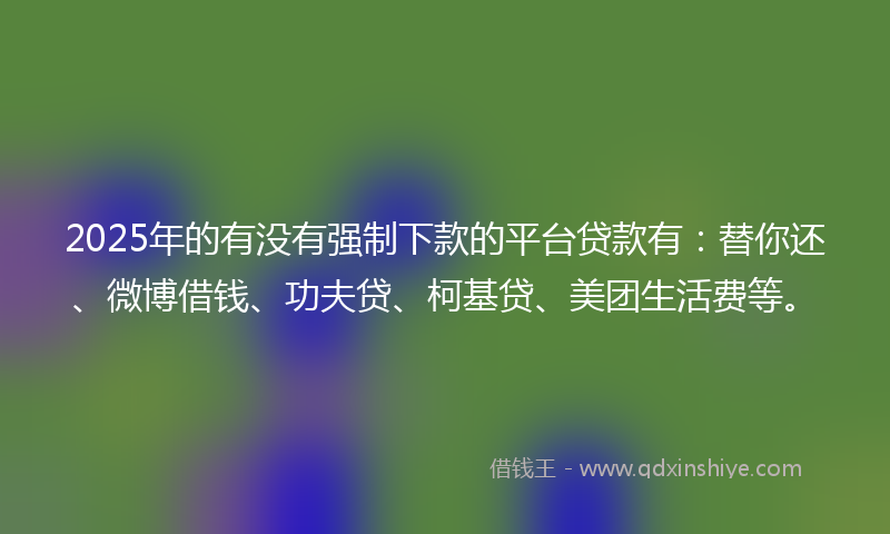 2025年的有没有强制下款的平台贷款有：替你还、微博借钱、功夫贷、柯基贷、美团生活费等。