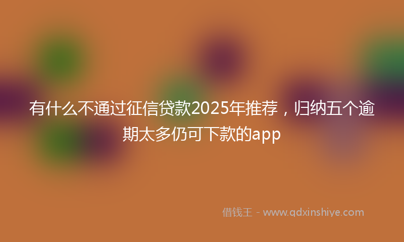 有什么不通过征信贷款2025年推荐，归纳五个逾期太多仍可下款的app