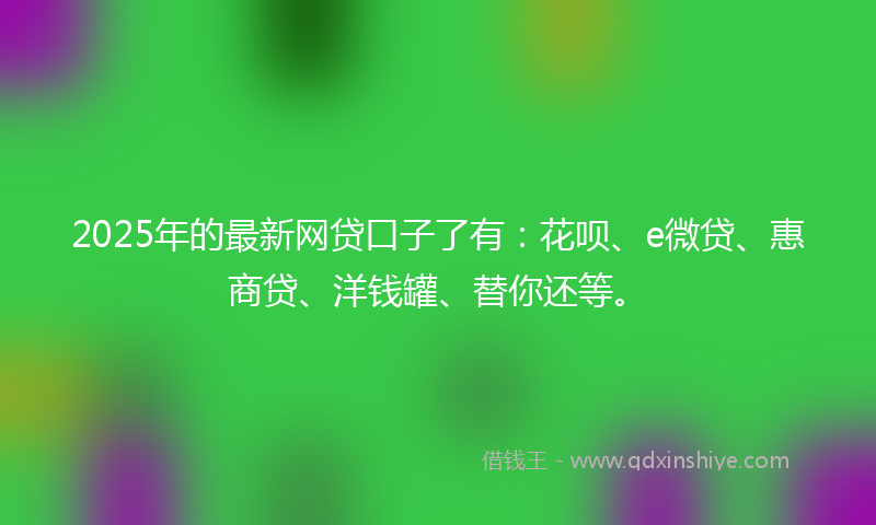 2025年的最新网贷口子了有：花呗、e微贷、惠商贷、洋钱罐、替你还等。
