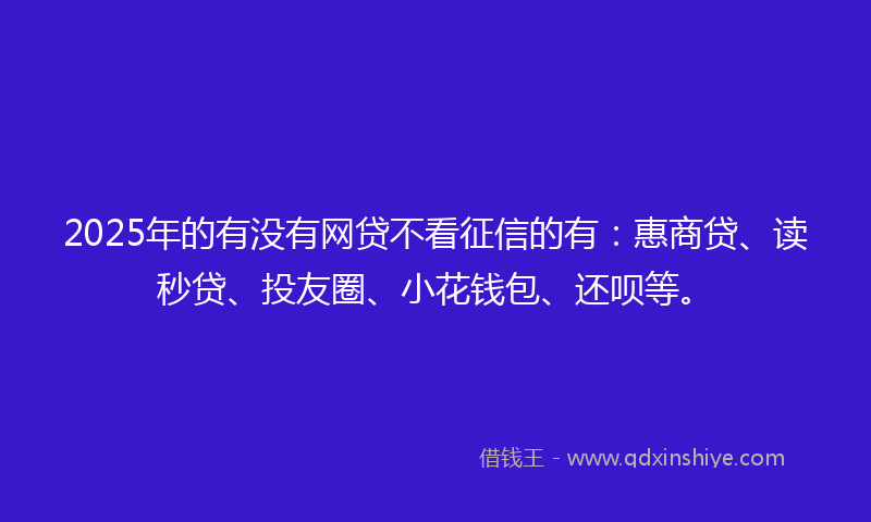 2025年的有没有网贷不看征信的有：惠商贷、读秒贷、投友圈、小花钱包、还呗等。