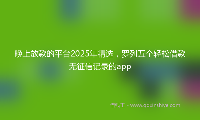晚上放款的平台2025年精选，罗列五个轻松借款无征信记录的app