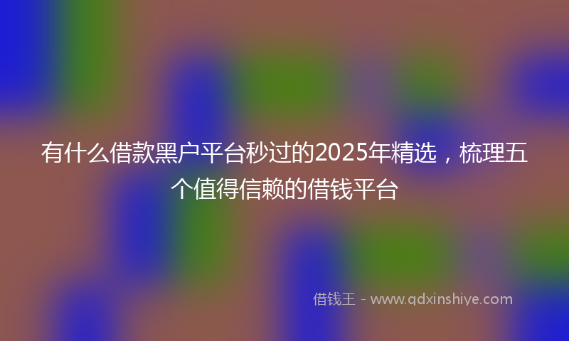 有什么借款黑户平台秒过的2025年精选，梳理五个值得信赖的借钱平台