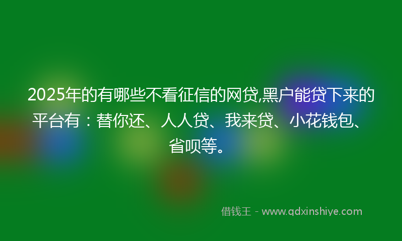 2025年的有哪些不看征信的网贷,黑户能贷下来的平台有：替你还、人人贷、我来贷、小花钱包、省呗等。