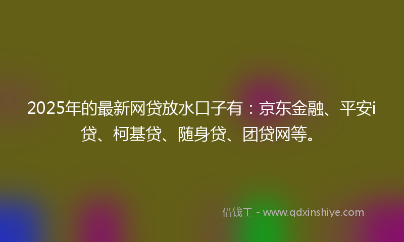 2025年的最新网贷放水口子有：京东金融、平安i贷、柯基贷、随身贷、团贷网等。