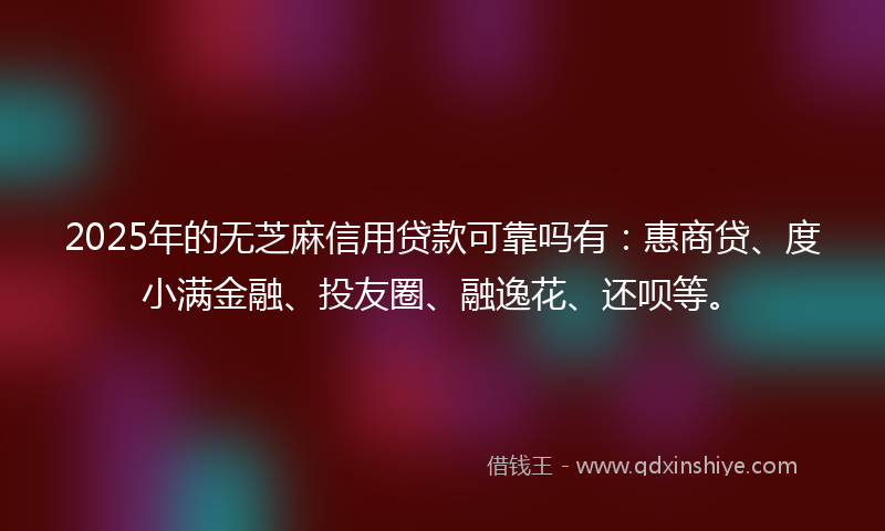 2025年的无芝麻信用贷款可靠吗有：惠商贷、度小满金融、投友圈、融逸花、还呗等。