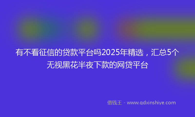有不看征信的贷款平台吗2025年精选，汇总5个无视黑花半夜下款的网贷平台