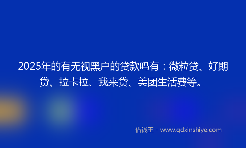 2025年的有无视黑户的贷款吗有：微粒贷、好期贷、拉卡拉、我来贷、美团生活费等。
