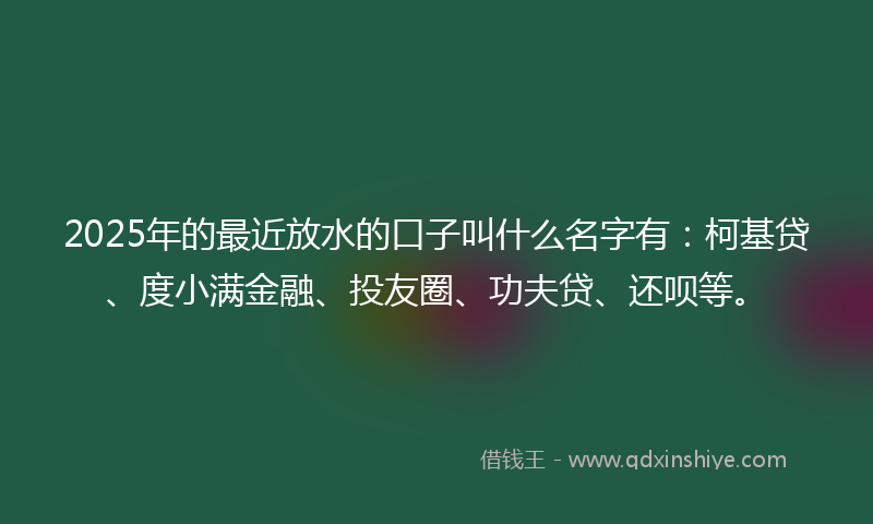 2025年的最近放水的口子叫什么名字有：柯基贷、度小满金融、投友圈、功夫贷、还呗等。