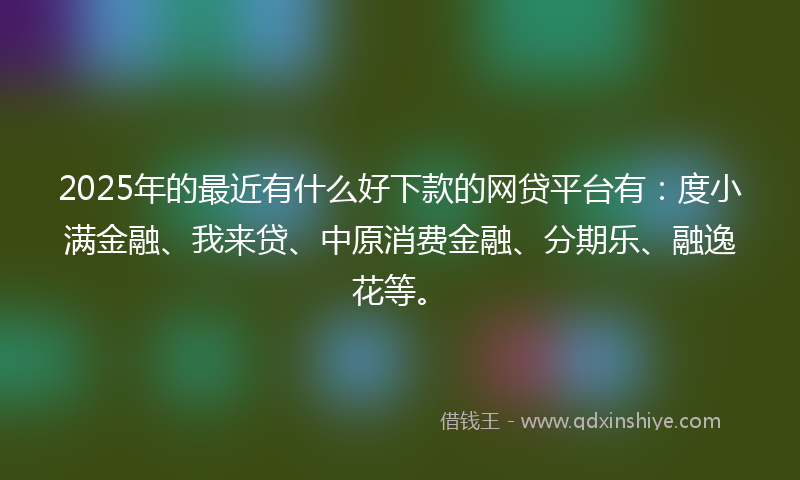 2025年的最近有什么好下款的网贷平台有：度小满金融、我来贷、中原消费金融、分期乐、融逸花等。