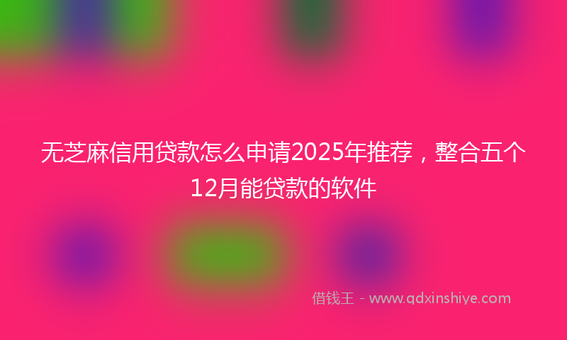 无芝麻信用贷款怎么申请2025年推荐，整合五个12月能贷款的软件