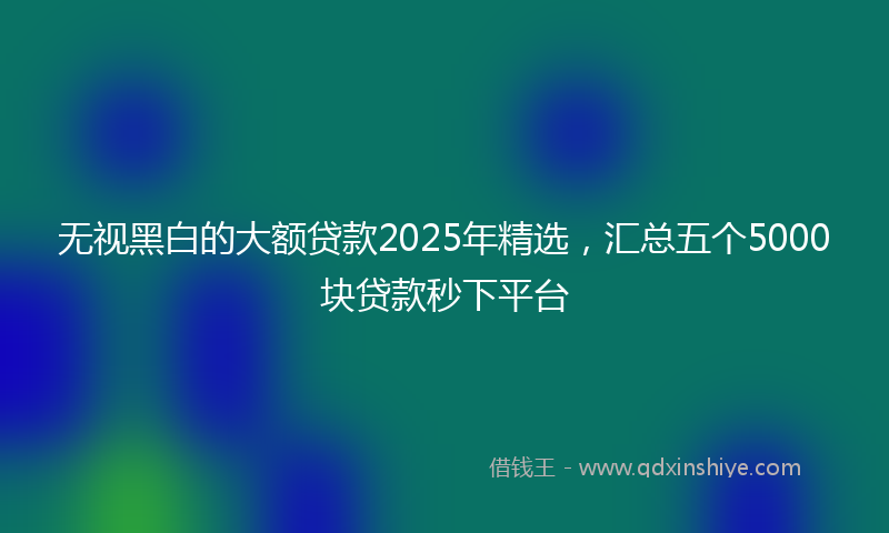 无视黑白的大额贷款2025年精选，汇总五个5000块贷款秒下平台