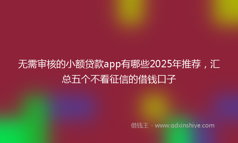 无需审核的小额贷款app有哪些2025年推荐，汇总五个不看征信的借钱口子