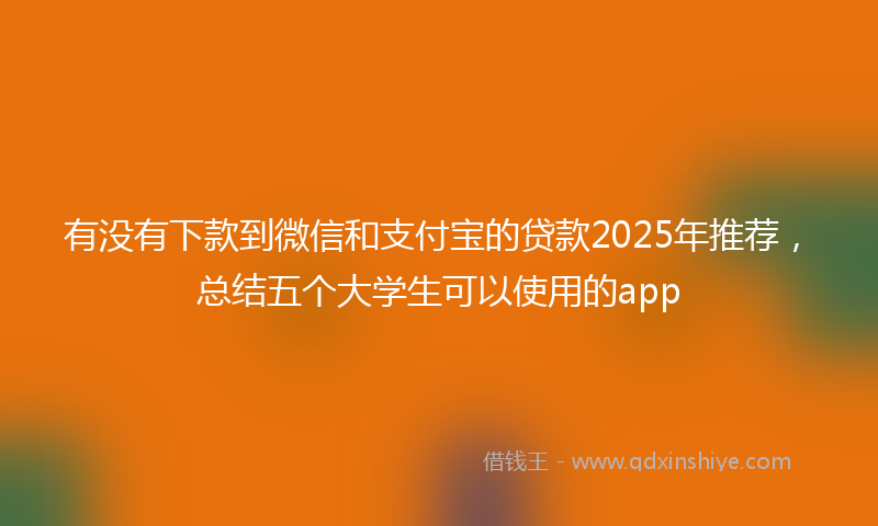 有没有下款到微信和支付宝的贷款2025年推荐，总结五个大学生可以使用的app