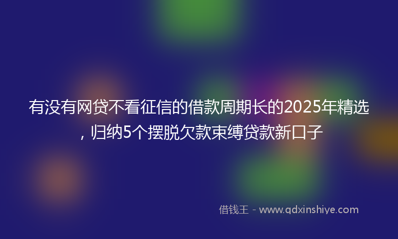 有没有网贷不看征信的借款周期长的2025年精选，归纳5个摆脱欠款束缚贷款新口子