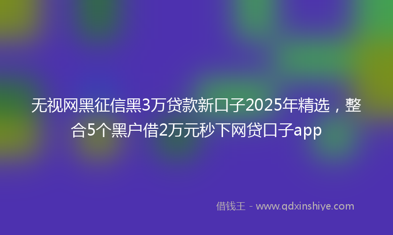 无视网黑征信黑3万贷款新口子2025年精选，整合5个黑户借2万元秒下网贷口子app