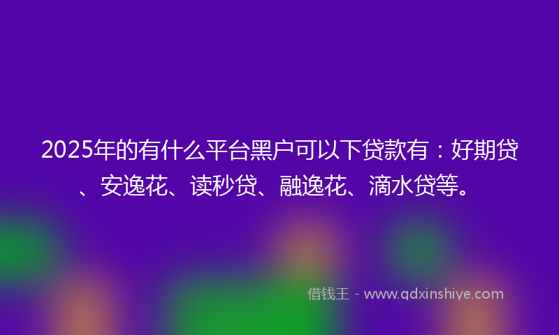 2025年的有什么平台黑户可以下贷款有：好期贷、安逸花、读秒贷、融逸花、滴水贷等。