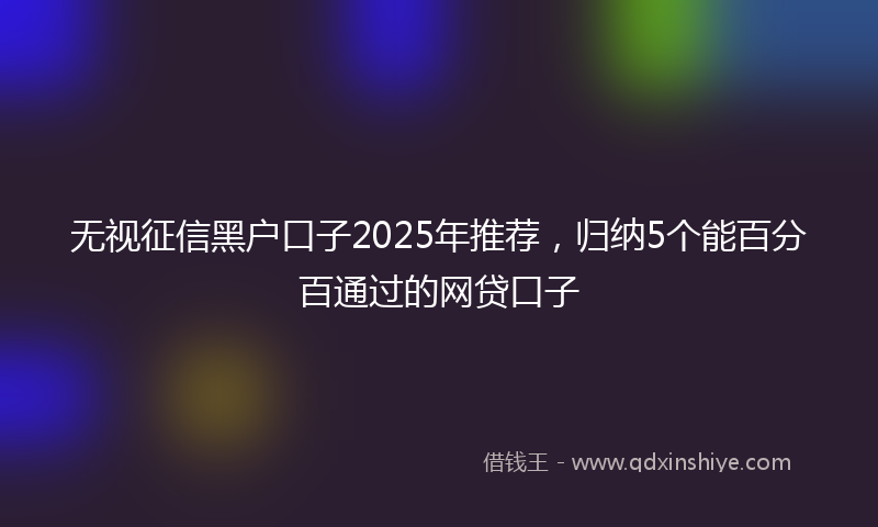 无视征信黑户口子2025年推荐，归纳5个能百分百通过的网贷口子