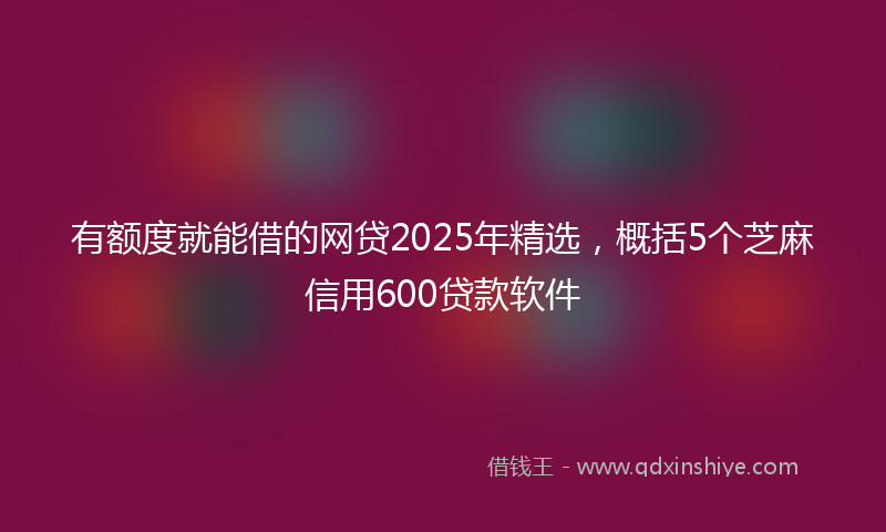 有额度就能借的网贷2025年精选，概括5个芝麻信用600贷款软件