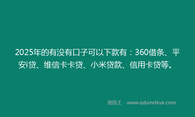 2025年的有没有口子可以下款有：360借条、平安i贷、维信卡卡贷、小米贷款、信用卡贷等。